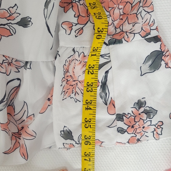 Women's Floral Print Ruffles Mini Dress V Neck Batwing Short Sleeve. # 91 - Picture 13 of 14